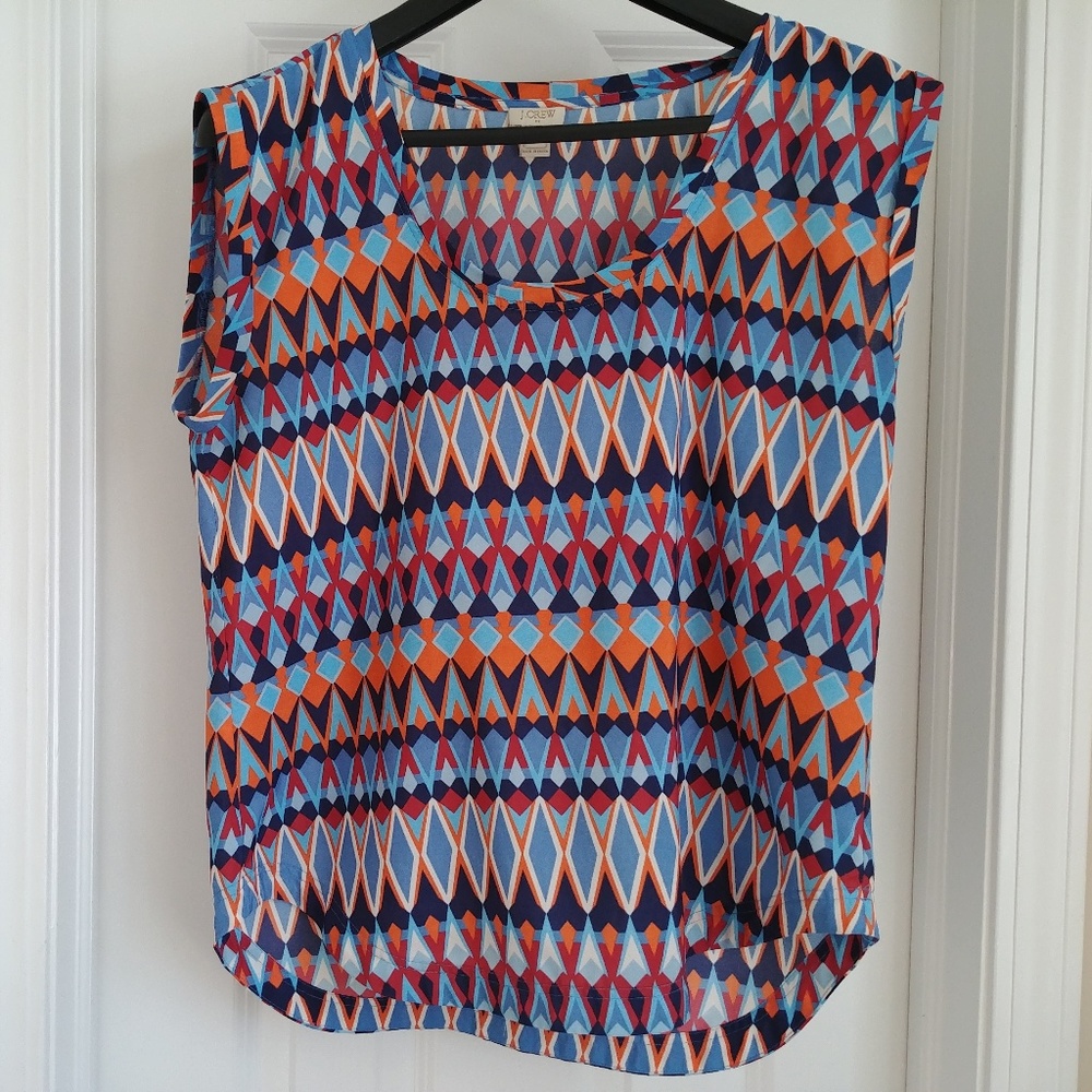 J. Crew Patterned Sheer Blouse - Triangle Pattern - Picture 2 of 5